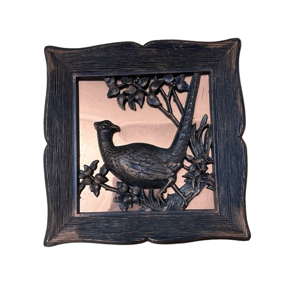 Vintage Dart International Wall Plaque Quail Branches Copper & Plastic 9" x 9"
